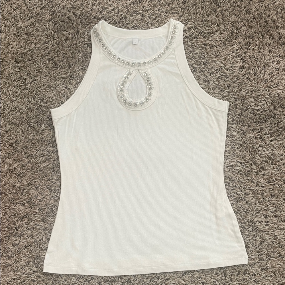 Elegant White Embellished Women's Top